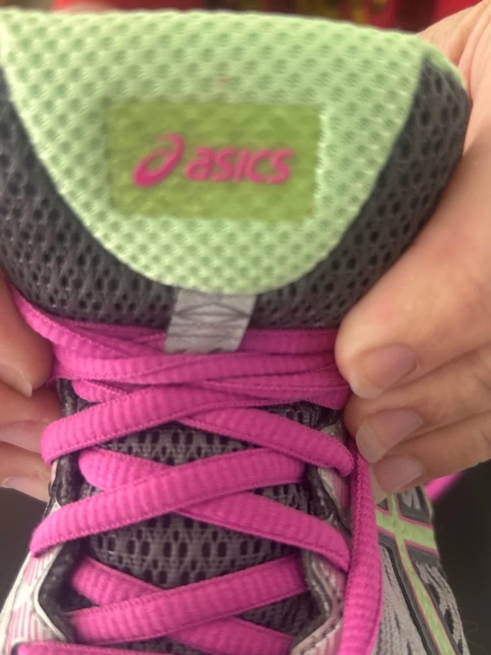 Asics Gray and Pink Women’s Running Sneakers with Mint Trim